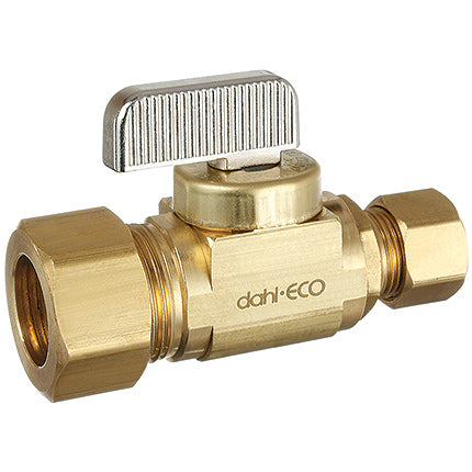 Dahl Valve 521-33-31 Lead Free Rough Brass 5/8" OD Compression X 3/8" OD Compression Supply Stop Mini-Ball Valves (Straight) | Plumbers Center