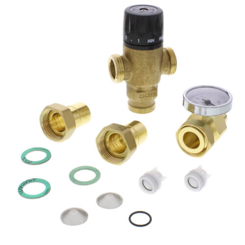 Caleffi 521519AC 3/4" Sweat MIXCAL 3-way Thermostatic Mixing Valve with Temperature Gauge & Check Valve 