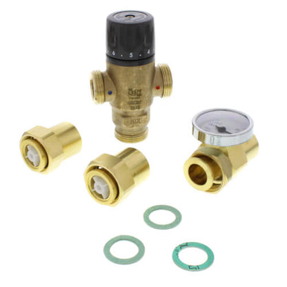 Caleffi 521619AC 1" Lead Free Sweat MIXCAL 3-way Adjustable Thermostatic Mixing Valve with Temperature Gauge & Check Valve 