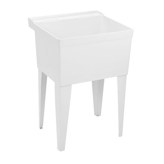 Fiat FL1100 Single Molded Stone Laundry Tub with Legs in White | Plumbers Center