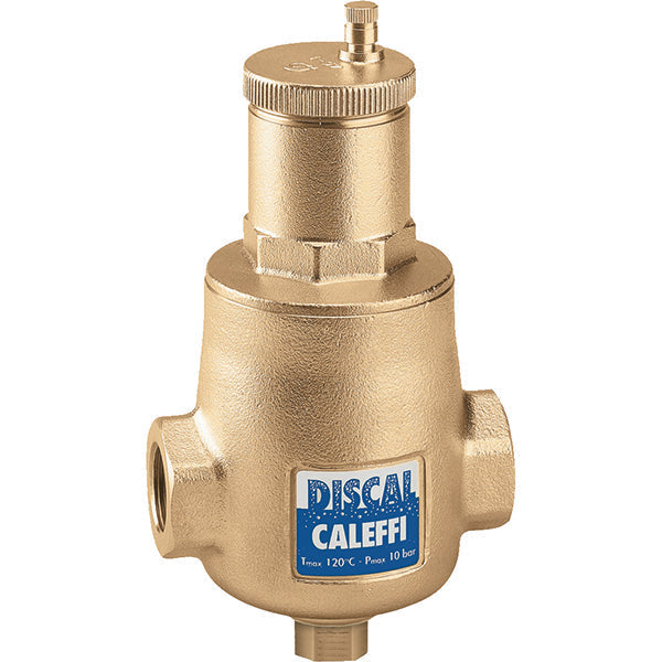 Caleffi 551006AC 1" NPT Female Brass DISCAL Air Separator with Automatic 1/2" Service Check Valve, 150 PSI, Threaded Ends | Plumbers Center