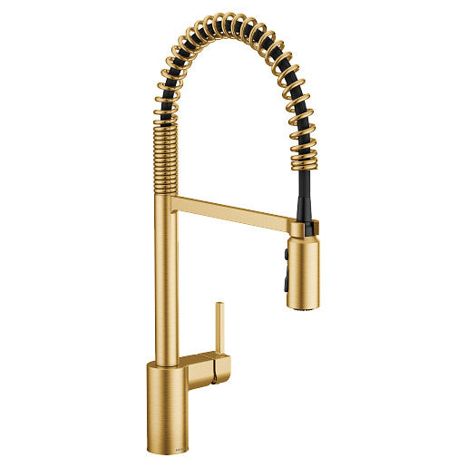 Moen 5923BG Align 1-Handle Kitchen Faucet with Spring Pre-Rinse Pulldown Sprayer in Brushed Gold 