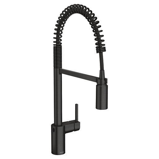 Moen 5923EWBL Align Motionsense Wave Single Handle Kitchen Faucet with Pre-Rinse Spring Pulldown Spray in Matte Black 