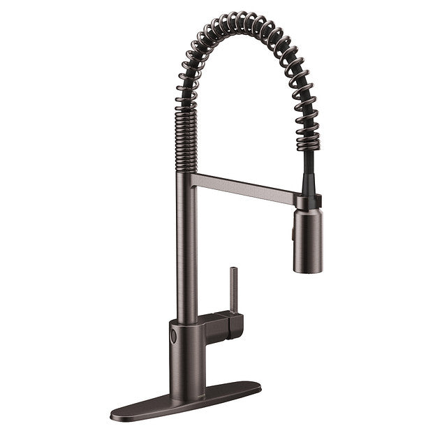 Moen 5923EWBLS Align Motionsense Wave Single-Handle Kitchen Faucet with Pre-Rinse Spring Pulldown Spray Black Stainless