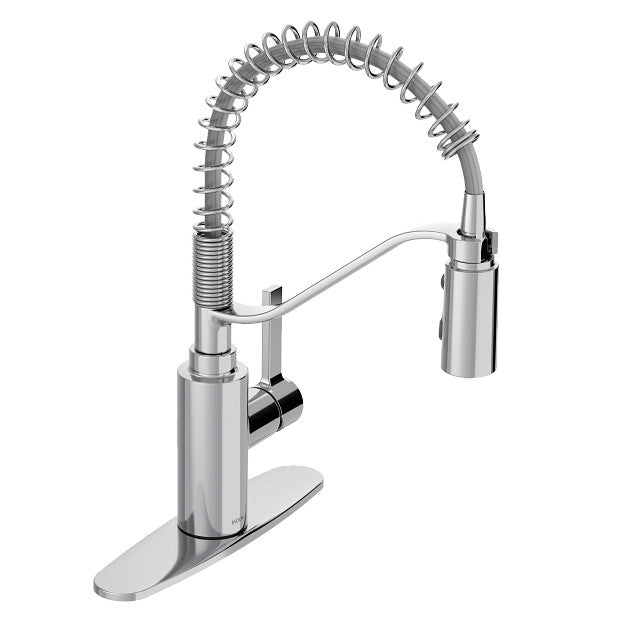 Moen 5926 Genta LX Single-Handle High Arc Kitchen Faucet with Pull-Down Sprayer, Power Boost Rinse, Chrome 