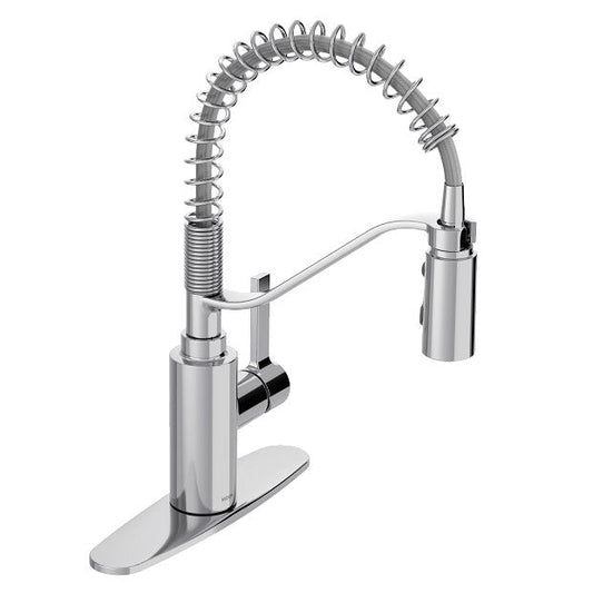 Moen 5926 Genta LX Single-Handle High Arc Kitchen Faucet with Pull-Down Sprayer, Power Boost Rinse, Chrome 