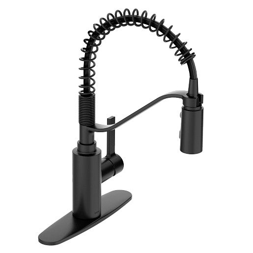 Moen 5926BL Genta LX Single-Handle High Arc Kitchen Faucet with Pull-Down Sprayer, Power Boost Rinse, Matte Black 