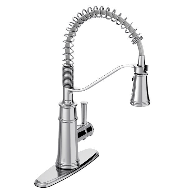 Moen 5927 Belfield Single-Handle Kitchen Faucet with High Arc Spring Pulldown Sprayer, Boosted Powerful Rinse - Chrome 