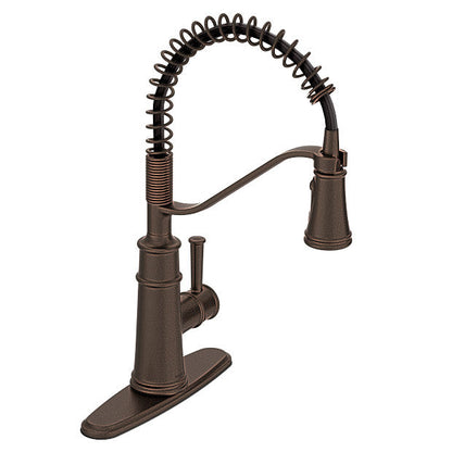 Moen 5927ORB Belfield Single-Handle Kitchen Faucet with High Arc Spring Pulldown Sprayer, Boosted Powerful Rinse - Oil Rubbed Bronze 