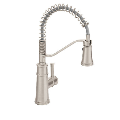 Moen 5927SRS Belfield Single-Handle Kitchen Faucet with High Arc Spring Pulldown Sprayer, Boosted Powerful Rinse - Spot Resist Stainless 