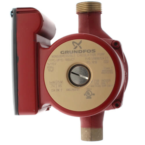 Grundfos 59896124 - UP15-18BUC7 1-Speed Bronze Circulator Pump, 115V, 1/25 HP, 145 PSI, 60 Hertz (3/4" Sweat End Connection) | Plumbers Center