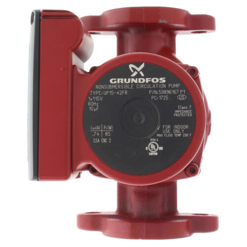 Grundfos 59896180 - UPS15-42F Cast Iron 3-Speed Circulator Pump, 1/25 HP, 230V, 145 PSI (Flanged) | Plumbers Center