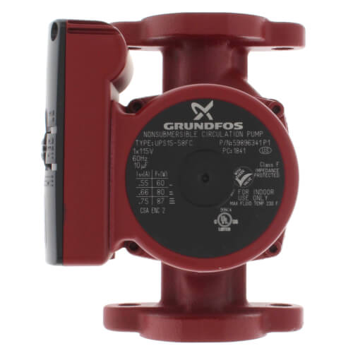 Grundfos 59896341 UPS15-58FC, 3-Speed Inline Circulator Pump, 1/25 HP, 115 volt | Plumbers Center