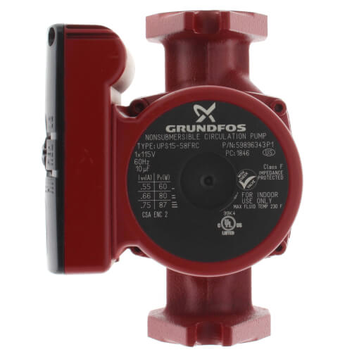 Grundfos 59896343 - UPS15-58FRC 3-Speed Cast Iron Rotated Flanged Circulator Pump, 1/25 HP, 115 Volt, 145 Max PSI | Plumbers Center