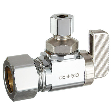 Dahl Valve 611-33-30 Lead-Free Brass 5/8" OD Compression (1/2" Nom. Pipe) X 1/4" OD Compression Supply Stop Mini-Ball Valves(Angle) | Plumbers Center