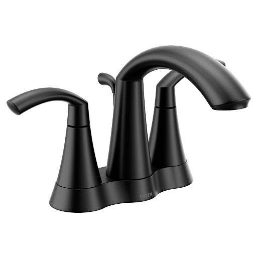 Moen 6172BL Glyde Two Handle High Arc Centerset Bathroom Faucet in Matte Black 