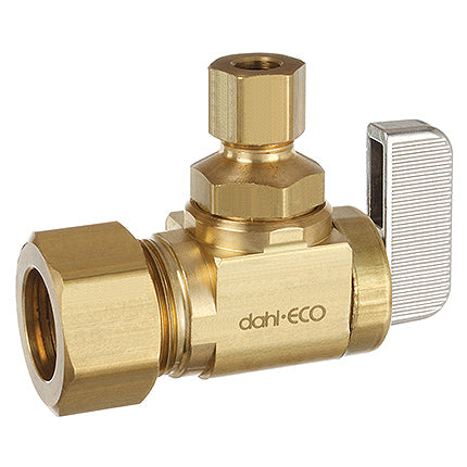 Dahl Valve 621-33-30 Lead Free Rough Brass 5/8" OD Comp X 1/4" OD Compression Supply Stop Mini-Ball Valve (Angle) | Plumbers Center