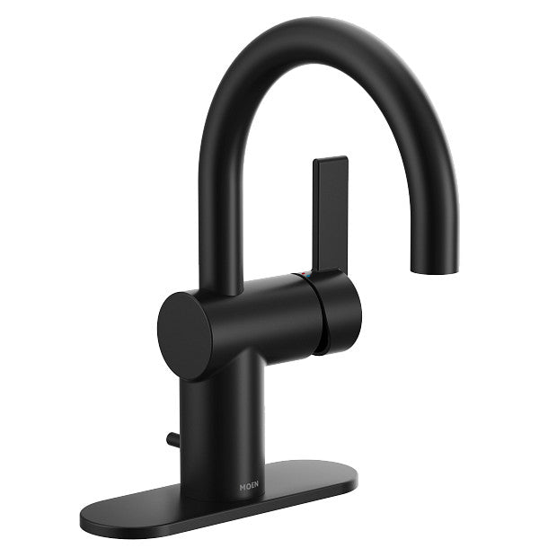 Moen 6221BL Cia Single-Handle High Arc Bathroom Faucet in Matte Black 