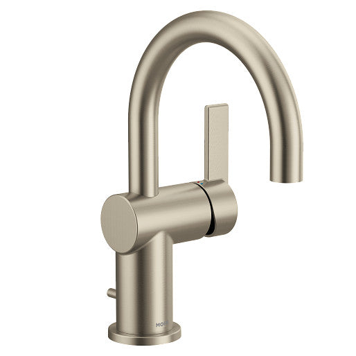 Moen 6221BN Cia 1-Handle High Arc Bathroom Faucet with Single Hole in Brushed Nickel 