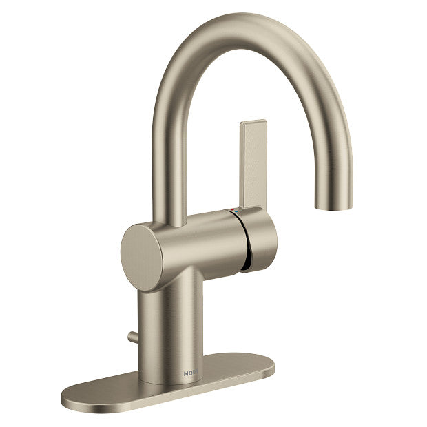 Moen 6221BN Cia 1-Handle High Arc Bathroom Faucet with Single Hole in Brushed Nickel 