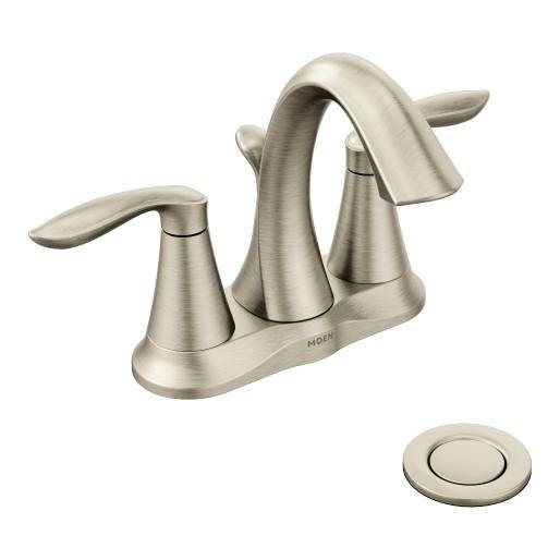 Moen 6410BN Eva 2-Handle High Arc Centerset Bathroom Faucet in Brushed Nickel 