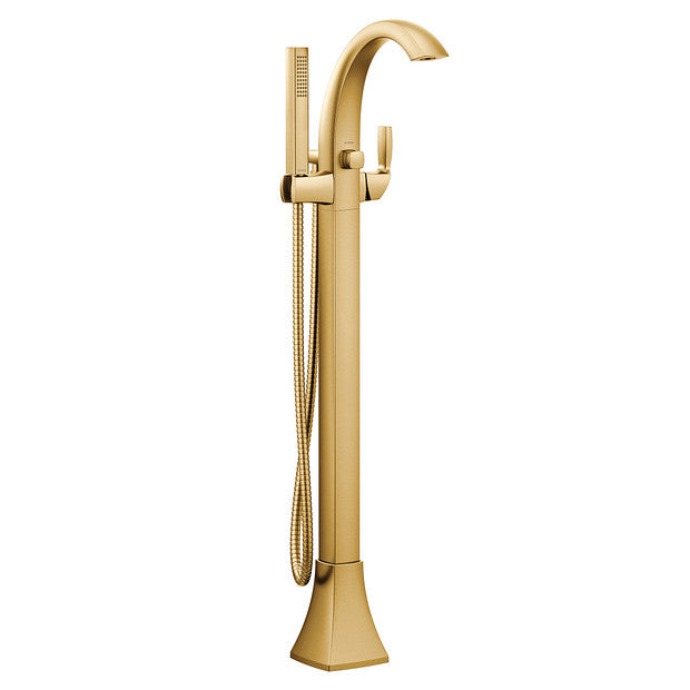 Moen 695BG Voss Free-Standing One-Handle Tub Filler with Handheld Shower, Brushed Gold 