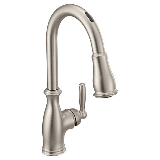 Moen 7185EVSRS Brantford U by Moen Smart Pulldown High Arc Kitchen Faucet with Voice Control and MotionSense - Spot Resist Stainless 