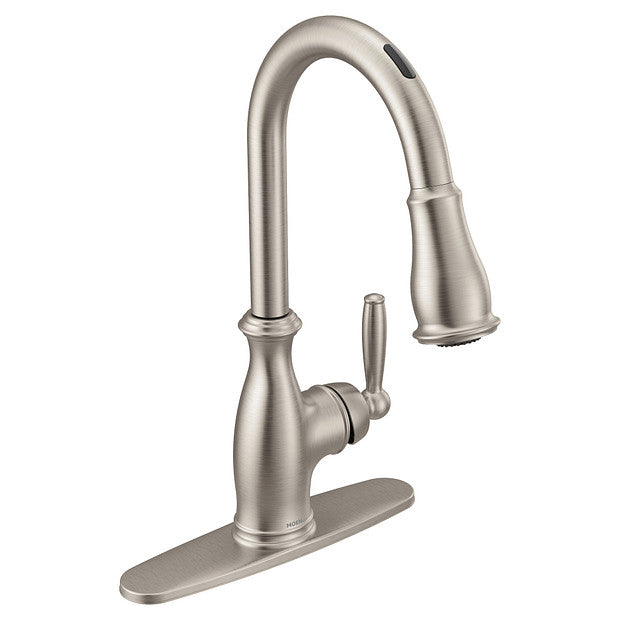 Moen 7185EVSRS Brantford U by Moen Smart Pulldown High Arc Kitchen Faucet with Voice Control and MotionSense - Spot Resist Stainless 