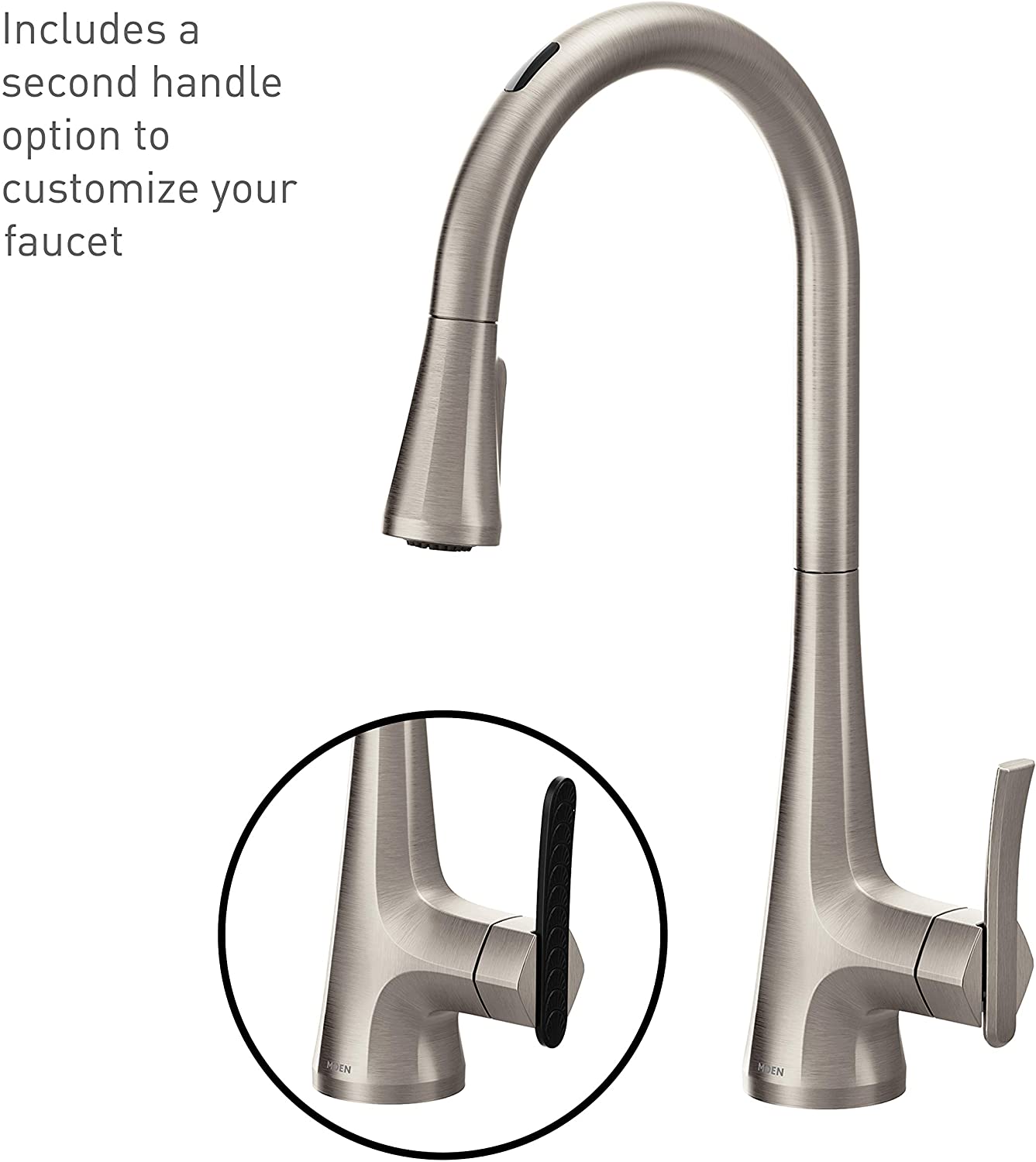 Moen S7235EVSRS Sinema U By Moen Smart Single-Handle Pull-Down Sprayer Kitchen Faucet with Voice Control and Power Clean in Spot Resist Stainless 