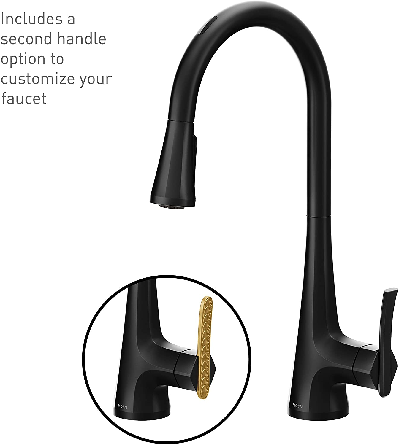 Moen S7235EVBL Sinema U By Moen Smart Single-Handle Pull-Down Sprayer Kitchen Faucet with Voice Control and Power Clean in Matte Black 