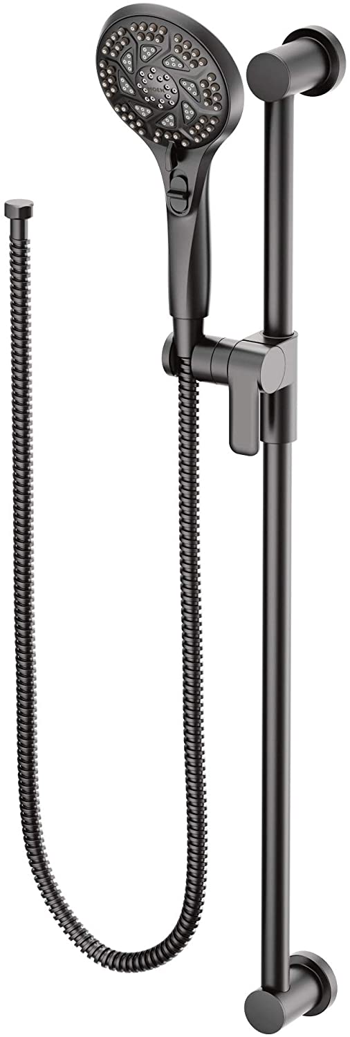 Moen 3671EPBL 5-Function Eco-Performance Massaging Handshower with Toggle Pause, Includes 30" Slide Bar and 69" Hose in Matte Black 