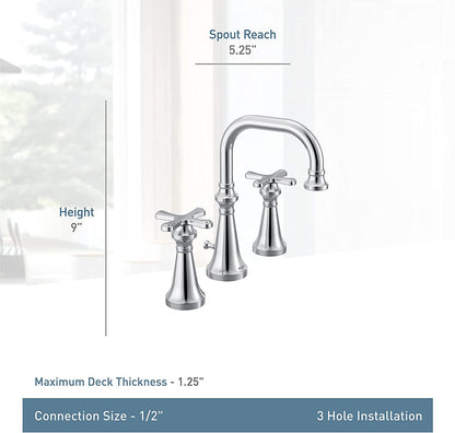 Moen TS44103 Colinet Traditional 2-Handle Widespread Bathroom Faucet Trim with Cross Handles, Valve Required - Chrome 