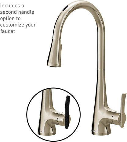 Moen S7235EVNL Sinema U By Moen Smart Single-Handle Pull-Down Sprayer Kitchen Faucet with Voice Control and Power Clean in Polished Nickel 