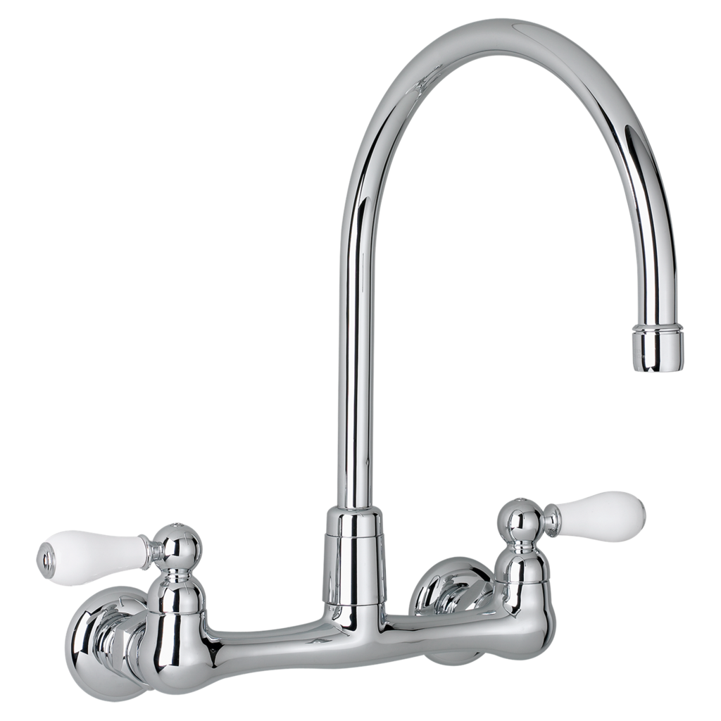 American Standard 7293252.002 Amarilis Heritage 2-Handle High-Arc Wall-Mount Kitchen Faucet with Porcelain Lever Handles in Chrome | Plumbers Center