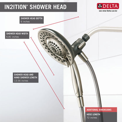 Delta 75583CSN-140 In2ition 5-Setting Two-in-One Shower with Detachable Hand Shower in Satin Nickel