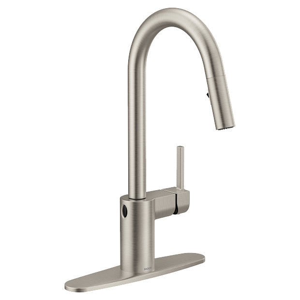 Moen 7565EWSRS Align Single-Handle High Arc MotionSense Wave Kitchen Faucet with a Pulldown Sprayer in Spot Resist Stainless