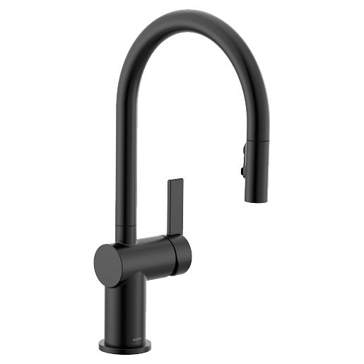 Moen 7622BL Cia Single-Handle High Arc Kitchen Faucet with Pull-Down Power Boost Sprayer, Matte Black 