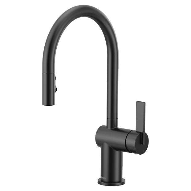 Moen 7622BL Cia Single-Handle High Arc Kitchen Faucet with Pull-Down Power Boost Sprayer, Matte Black 