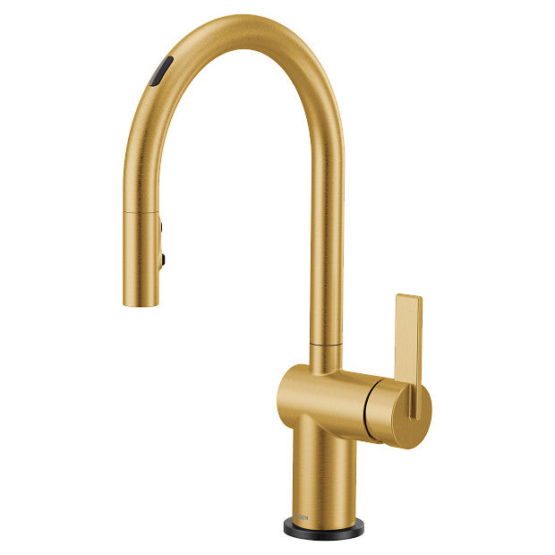 Moen 7622EVBG Cia Smart Voice Activated Kitchen Faucet with 1-Handle, Boosted Powerful Cleaning Rinse, Pull-Down Sprayer, Brushed Gold 