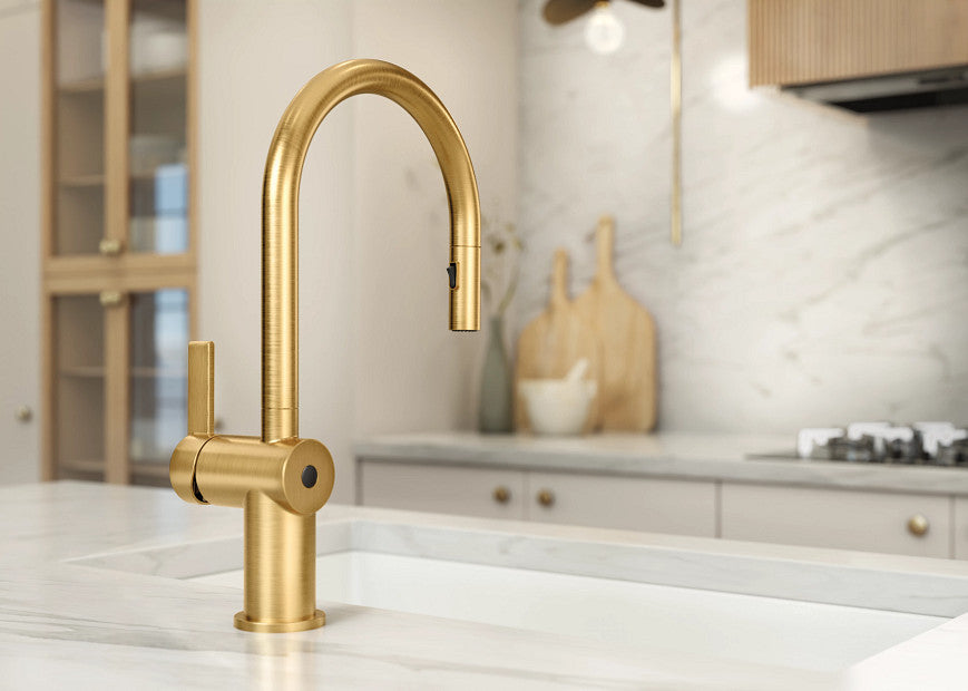 Moen 7622EWBG Cia MotionSense Wave 1-Handle High Arc Kitchen Brushed with Pull-Down Sprayer Brushed Gold