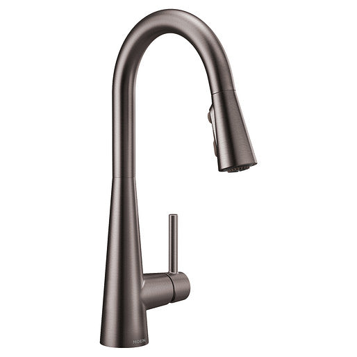 Moen 7864BLS Sleek Single-Handle Kitchen Faucet with Boosted Rinse Pulldown Sprayer in Black Stainless 