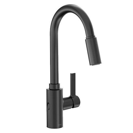 Moen 7882EWBL Genta LX MotionSense Wave Touchless Single-Handle Kitchen Faucet with Pull-Down Power Rinse Sprayer, Matte Black 