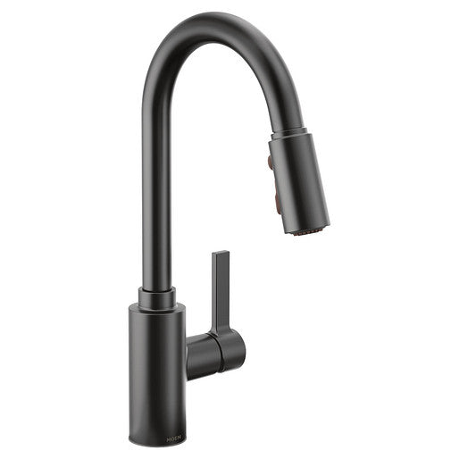 Moen 7882BL Genta LX 1-Handle Kitchen Faucet with Pull-Down Sprayer and Power Boost in Matte Black 