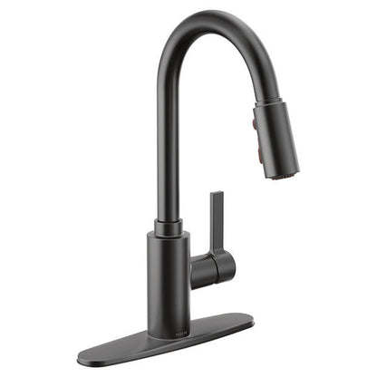 Moen 7882BL Genta LX 1-Handle Kitchen Faucet with Pull-Down Sprayer and Power Boost in Matte Black 