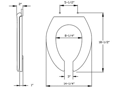 Centoco AMFR820STS-001 Antimicrobial Plastic Elongated Open Front Toilet Seat with Cover in White