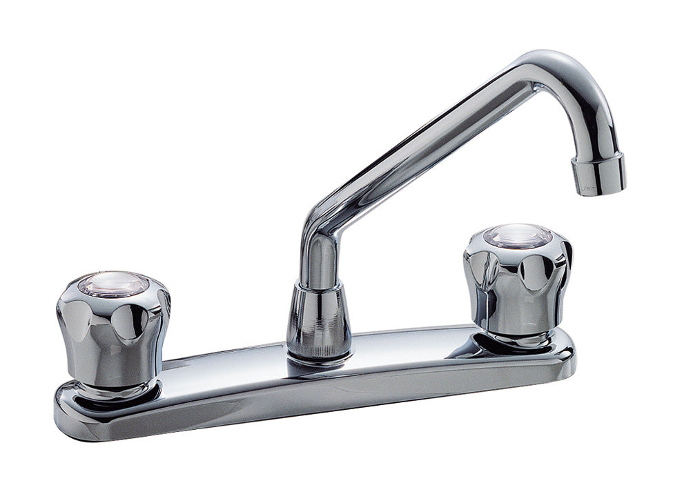 Waltec 82006LF Lead Free 2-Handle Kitchen Faucet with Fluted Handles in Chrome 