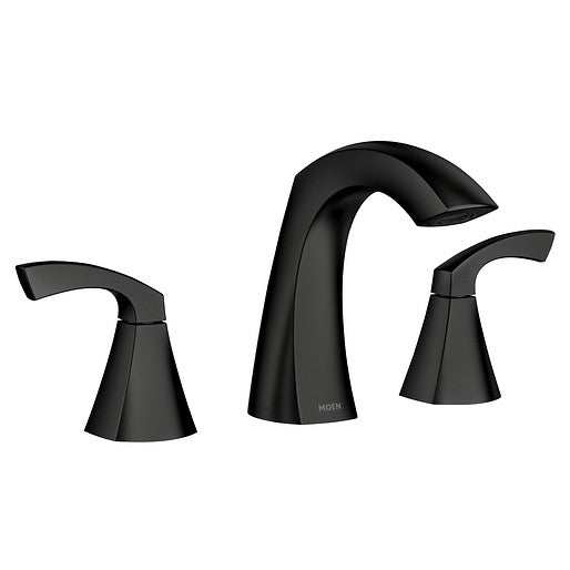 Moen 84504BL Lindor 2-Handle High Arc Widespread Bathroom Faucet in Matte Black 