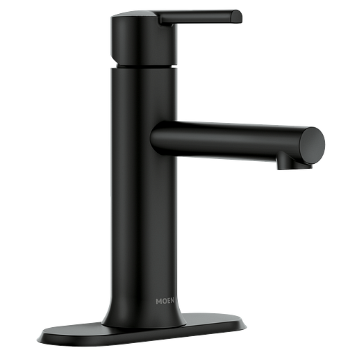 Moen 84770BL Arlys Single-Handle Bathroom Faucet with Deck Plate in Matte Black 