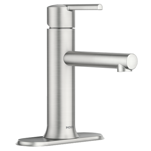 Moen 84770SRN Arlys Single-Handle Bathroom Faucet with Deck Plate in Spot Resist Brushed Nickel 