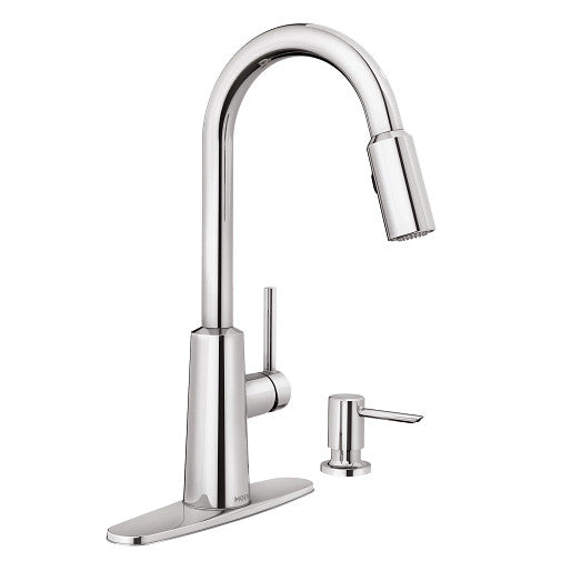 Moen 87066 Nori™ Single Handle High Arc Kitchen Faucet with Pulldown Sprayer and Soap Dispenser 